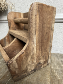 Houten keukenrolhouder met 2 vakken 27*28*20