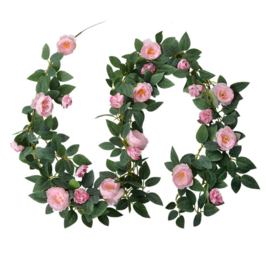 Kunstbloem guirlande rozen roze 180cm