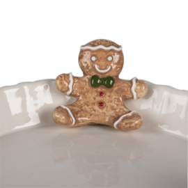 Decoratie schaal gingerbread man wit 23*7