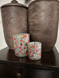 Set van 2 waxinelichthouders bloemetjes