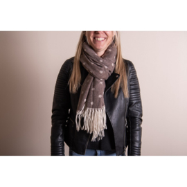 Dames wintersjaal bruin stippen