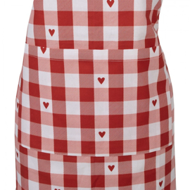 Keukenschort Love It hartjes rood/wit