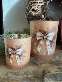 Waxinelichthouder Kerststrik brons/goud 7*8