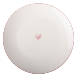 Ontbijtbord roze hart 20 cm
