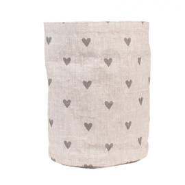 Rond broodmandje Love It hartjes beige/grijs