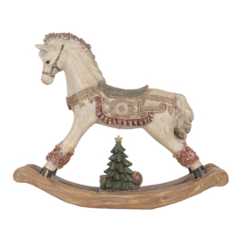 Kerstdecoratie hobbelpaard roosjes 55*14*46