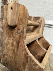 Houten keukenrolhouder met 2 vakken 27*28*20