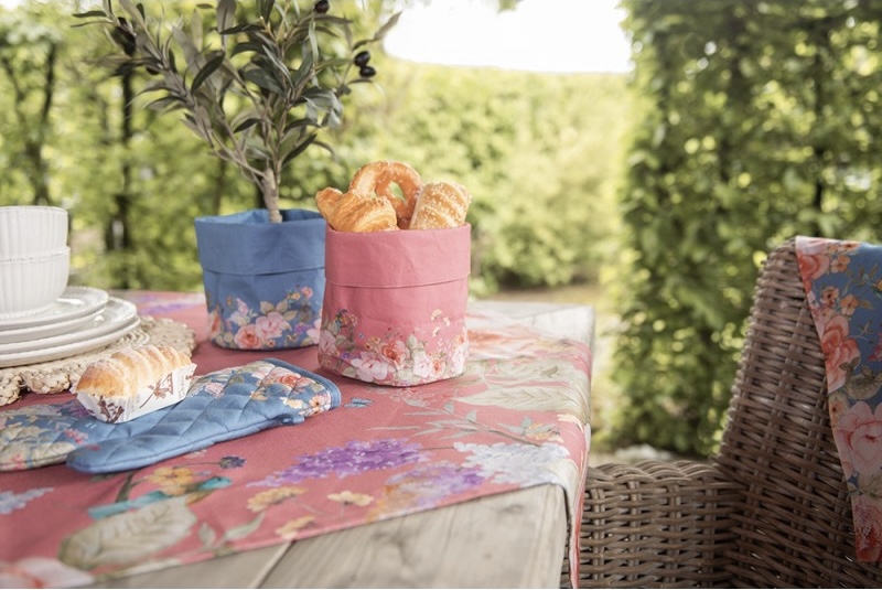 Keukenschort roze met bloemen