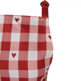 Keukenschort Love It hartjes rood/wit
