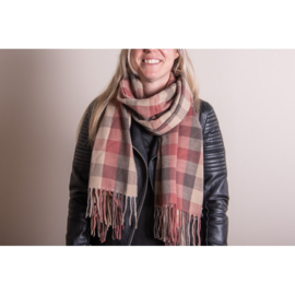 Winter sjaal geruit rood/beige