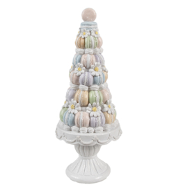 Decoratie taart macarons pastel/wit 12*30