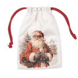 Nostalgisch stoffen kadozakje Kerstman 11*16