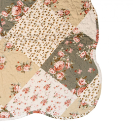 Bedsprei roosjes groen/beige 1 persoons 180*230