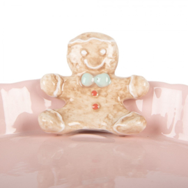 Decoratie schaal gingerbread man roze 23*7