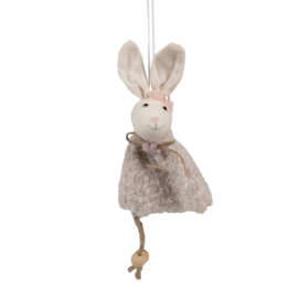 Paashanger konijntje met jurkje beige 16 cm