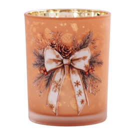 Waxinelichthouder Kerststrik brons/goud 7*8