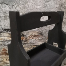 Stoere houten etagère 2-laags zwart 65*40*20