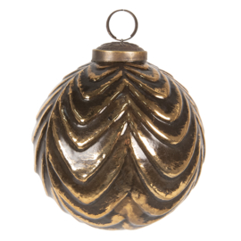 Kerstbal bruin/goud 10cm