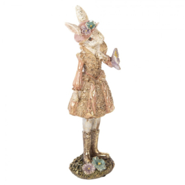 Decoratie konijn vrouw met hoedje