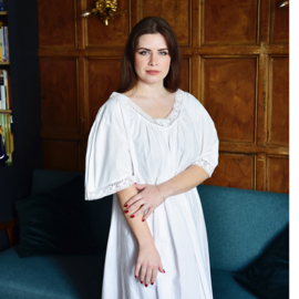 Romantisch nachthemd Edith V-hals