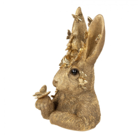 Decoratie konijn met vlinders goudkleur 21*20*34