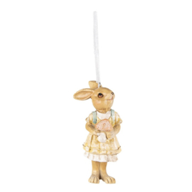 Decoratie hanger konijn meisje geel