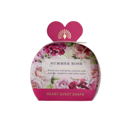 Tasje met 3 hartzeepjes Summer Rose