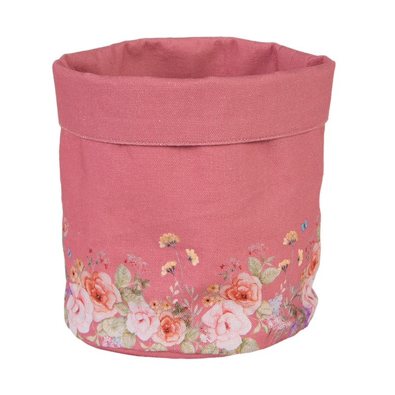 Broodmandje roze met bloemen