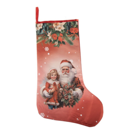 Nostalgische Kerstsok Kerstman met kind 25*36