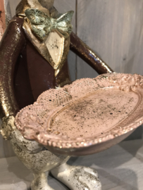 Decoratie jongen konijn met schaal 30cm