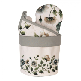 Rond broodmandje Anemoon beige/groen