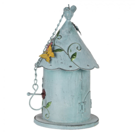 Decoratie vogelhuis bloemen en vlinders 16*19*29