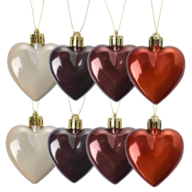Set van 8 kerstbal hartjes 5*1