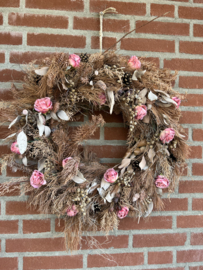 Kunstbloem met rozen roze 55 cm