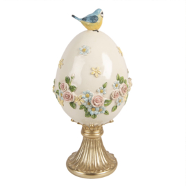 Decoratie ei met roosjes en vogel 16*33