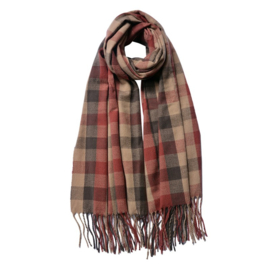 Winter sjaal geruit rood/beige