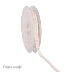 Nostalgisch kanten lint op rol creme 10mm x 10 meter