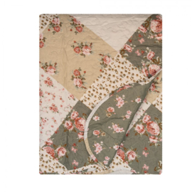 Bedsprei roosjes groen/beige 1 persoons 180*230
