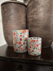 Set van 2 waxinelichthouders bloemetjes