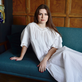 Romantisch nachthemd Edith V-hals