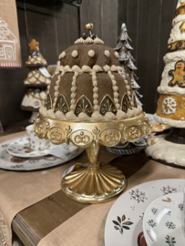 Luxe Kerst decoratie tulbandtaart op gouden voet 26*36
