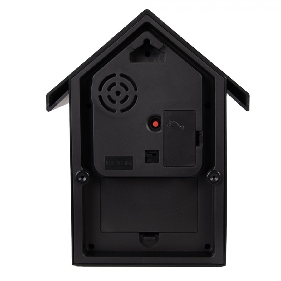 Wandklok met vogelgeluid zwart 20*10*26