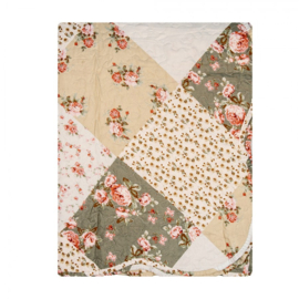 Bedsprei roosjes groen/beige 1 persoons 180*230