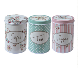 Set van 3 blikken Coffee - Sugar - Tea 8*12