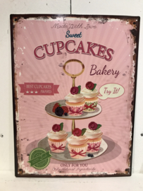 Tekstbord / wandplaat Sweet Cupcakes 25*33