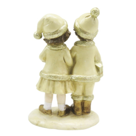 Decoratie beeldje kinderen goud/beige