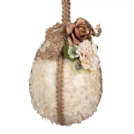 Decoratie Paashanger ei textiel beige 11*17