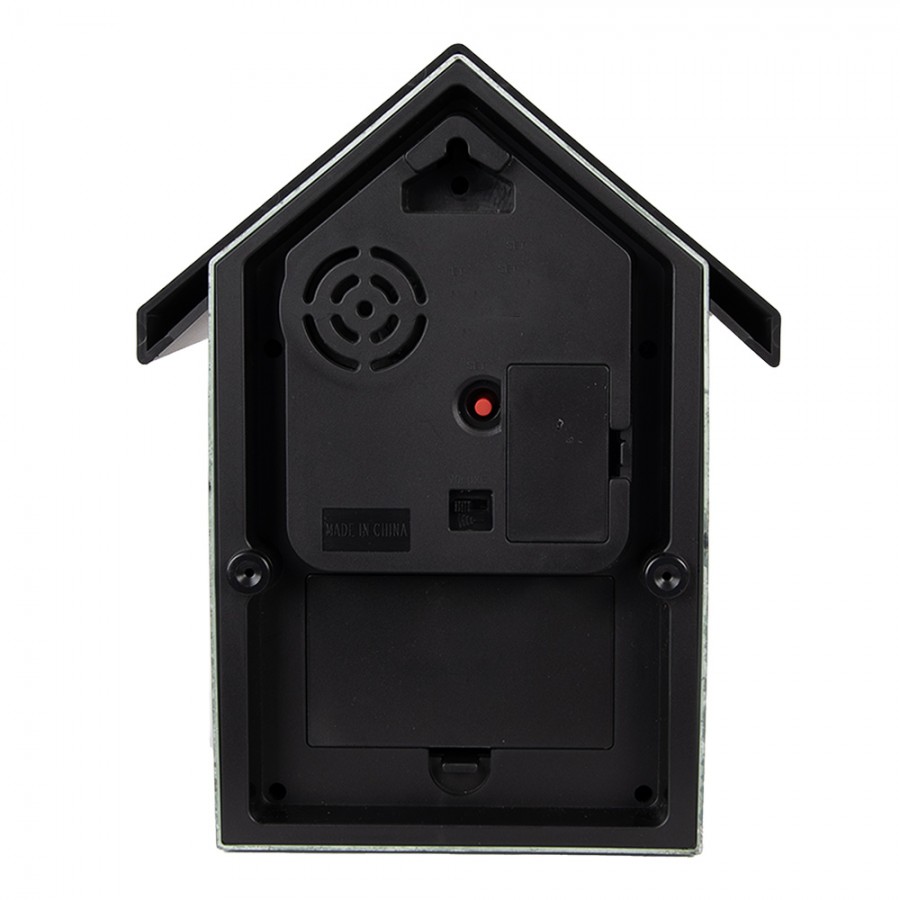 Wandklok met vogelgeluid groen/zwart 20*10*26