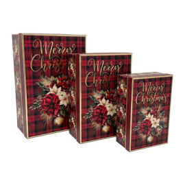 Decoratie opbergdozen set (3) Kerst rood