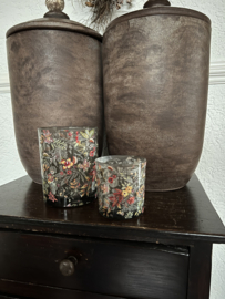 Set van 2 waxinelichthouders bloemen grijs